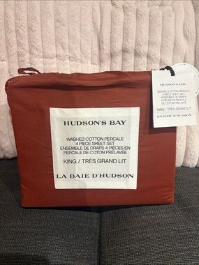 Hudson's Bay Washed Cotton Percale King Sheet Set - Rust